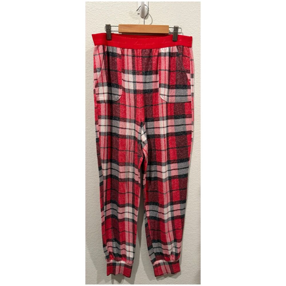 PINK Multicolor Pockets Plaid Pajama Pants
